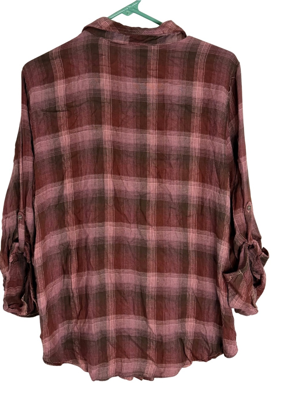 Hester & Orchard Purple Plaid 3/4 Sleeve Button Down Shirt Size Medium - Picture 2 of 5